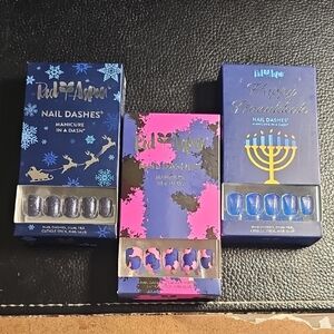 Red Aspen Press-On Nails Set - Blue and Pink